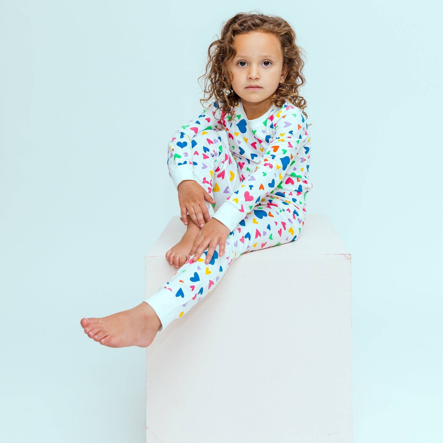 Organic Toddler & Kid Pajamas - Colorful Hearts