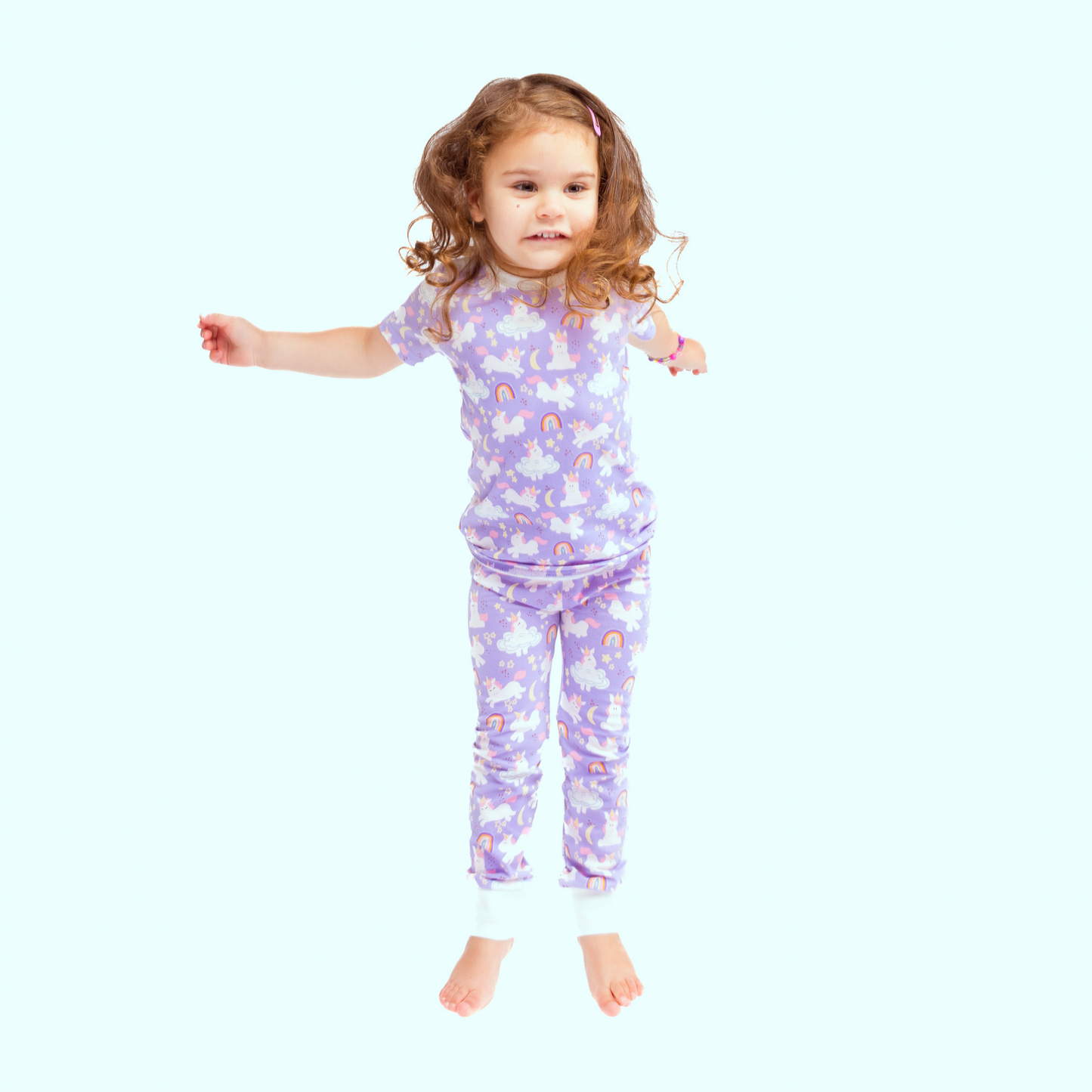 Organic Toddler & Kid Short Sleeve Pajamas - Unicorns